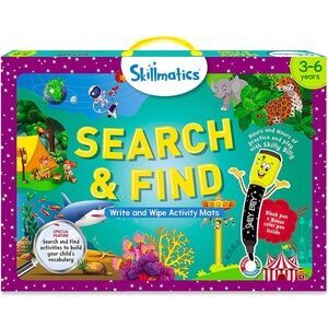 Skillmatics Search & Find Write and Wipe Activity Mats - Teal/Yellow/Purple NWT